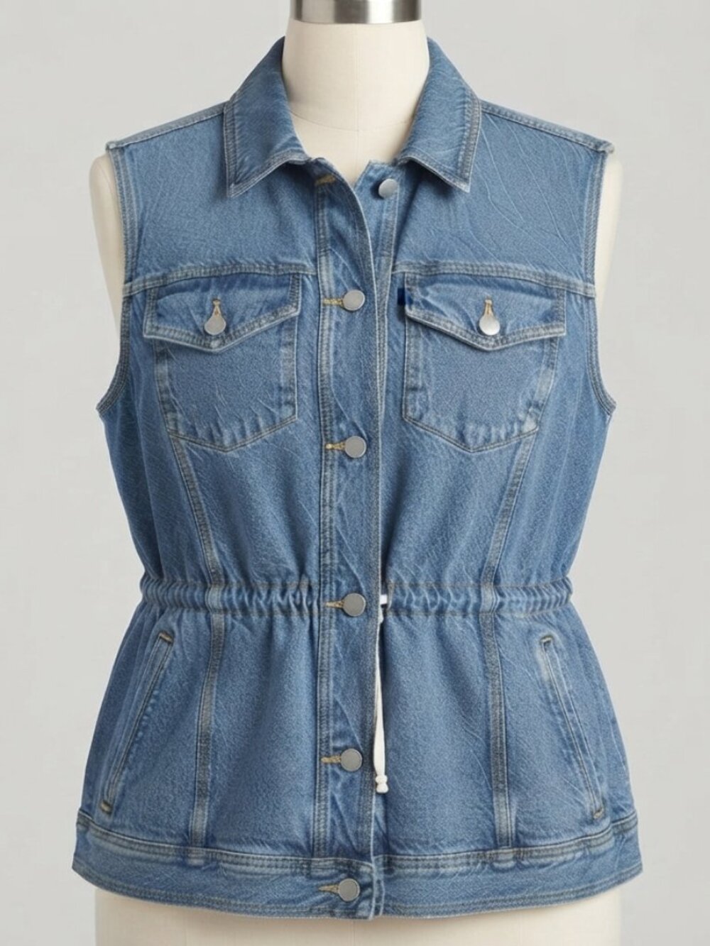Lane Bryant Women's Size 18/20 Blue Denim Vest Cotton Blend Button Front Y2KBoho
